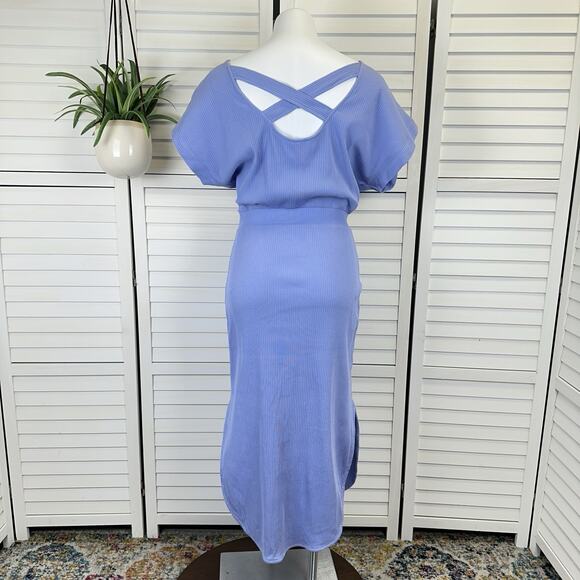 Anthropologie Daily Practice Dolman‎ Sleeved Midi Dress Blue Ribbed Size S - Picture 6 of 11